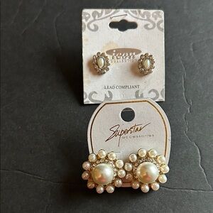 Pearl and Silver Earrings Set
